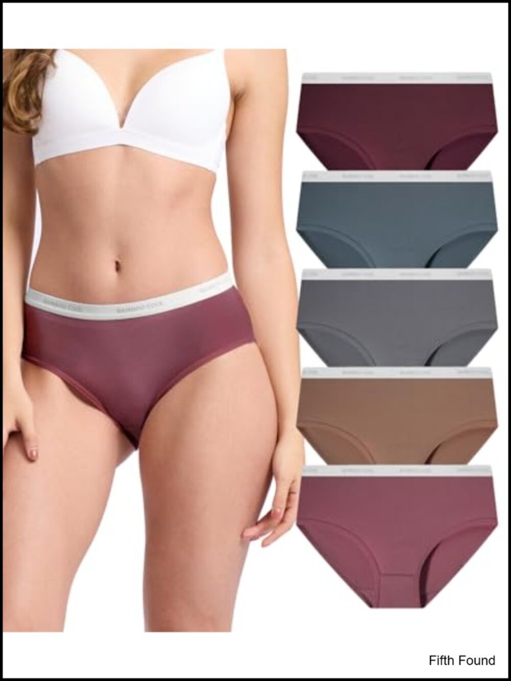 Women's Moisture-Wicking Breathable Bamboo Briefs 5-Pack Mid Waist Tag-Free